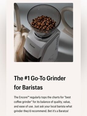 Baratza Encore Model 484 Coffee Grinder - White BRAND NEW IN BOX